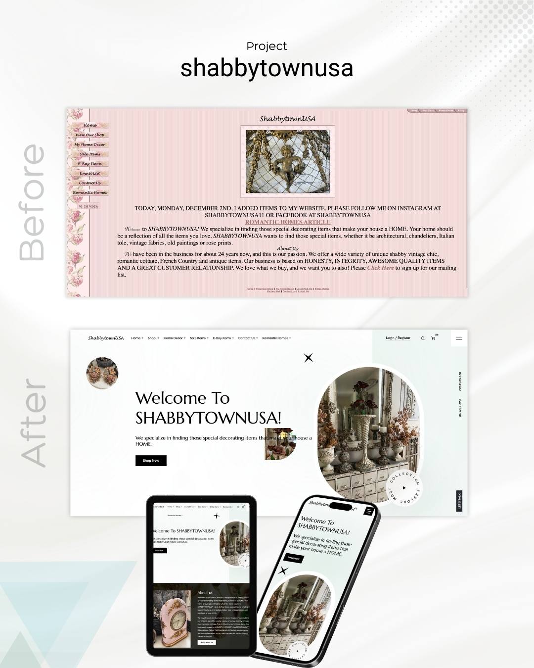ShabbytownUSA Website Redesign: A Case Study in Enhanced User Experience and E-commerce